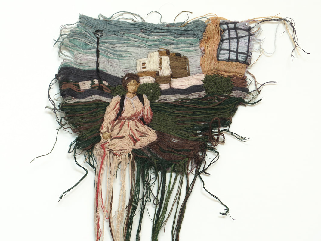 Beizar Aradini, Golden Ticket, Thread, 7 x 17 in. 2017 | Working Artist Org. Beizar Aradini, Golden Ticket, Thread, 7 x 17 in. 2017