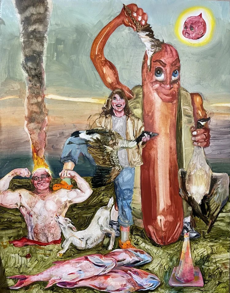 Sludge Thunder, The Gang's All Here, Oil on wood panel, 16 x 14 inches, 2021 | Working Artist Org. Sludge Thunder, The Gang's All Here, Oil on wood panel, 16 x 14 inches, 2021